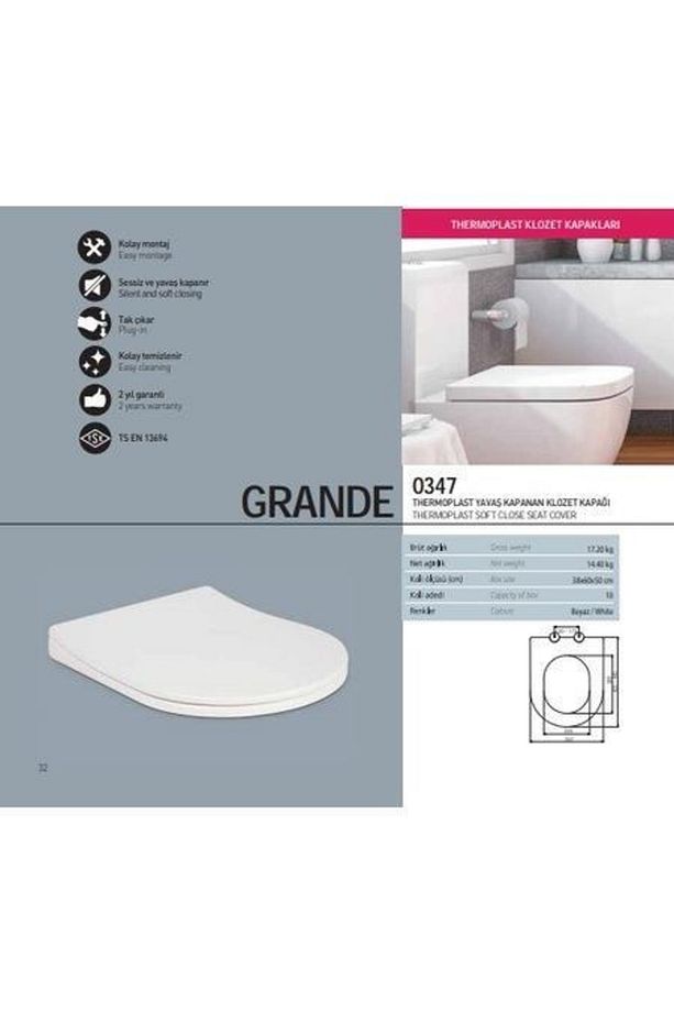 Grandethermoplast Yavaş Kapanan Tak-çıkar Klozet Kapağı - 2