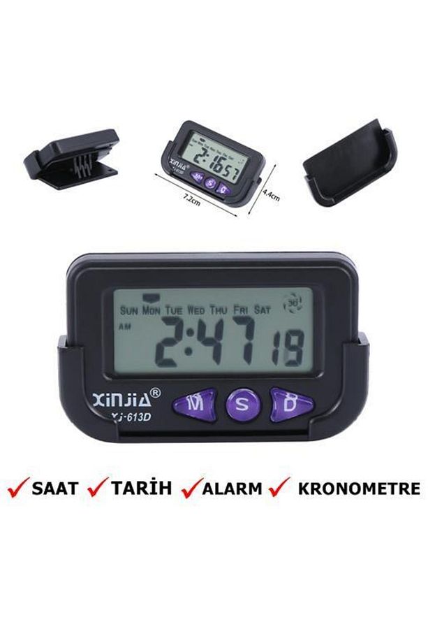 Yapıkanlı Ve Masaüstü Stantlı Alarlı Kronometreli Mini Dijital Saat - 3