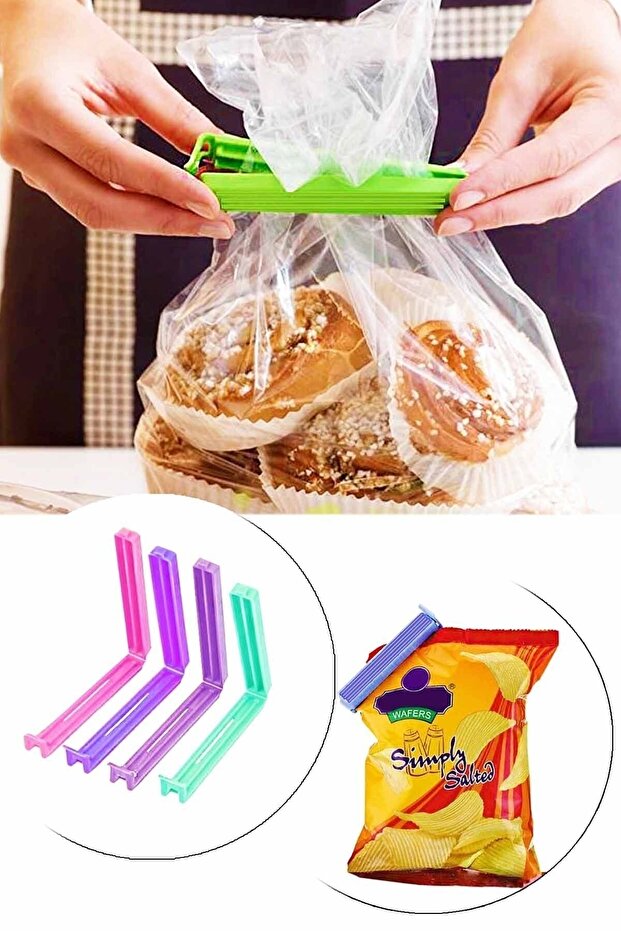 6'lı Poşet Kapatıcı Klips Ambalaj Ve Torba Kapatma Aparatı Poşet Klipsi - 1