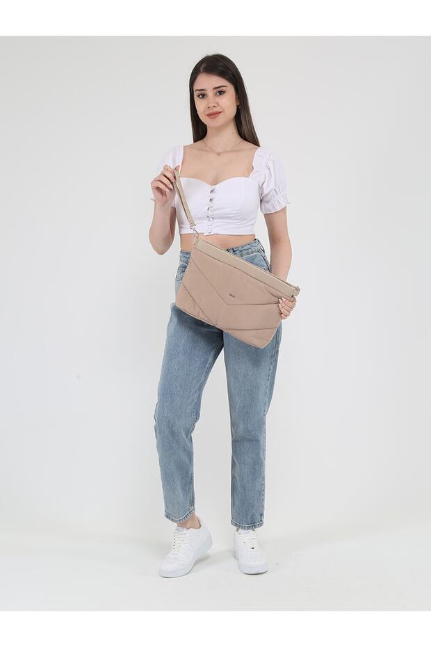 Bej Çapraz Portföy Çanta - 6