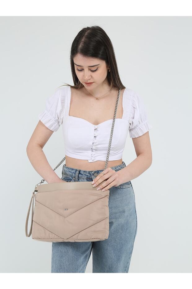 Bej Çapraz Portföy Çanta - 7