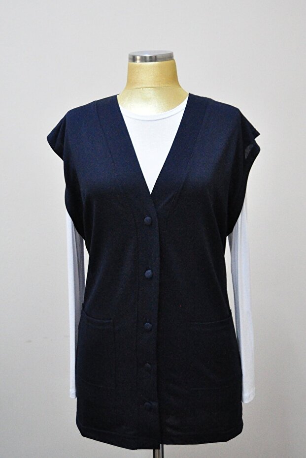 Combed Cotton Seasonal Pocketed Mother Vestlk0
