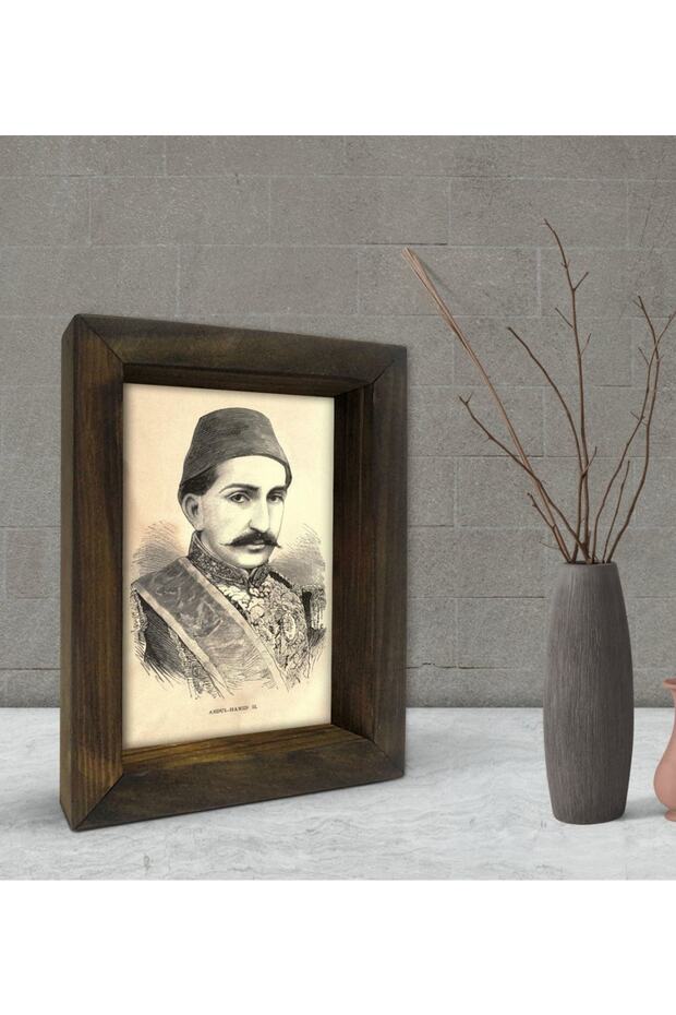 هدية Sultan II إطار من الخشب الصلب الطبيعي المزخرف بتصميم عبد الحميد هان 15x20 سم-2