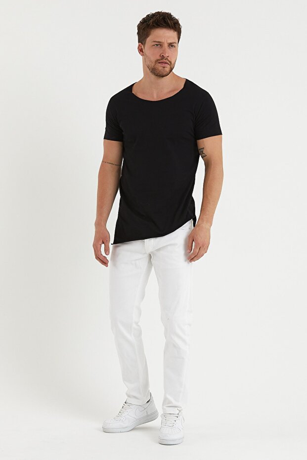 تي شيرت أساسي غير متماثل بياقة مفتوحة - 3