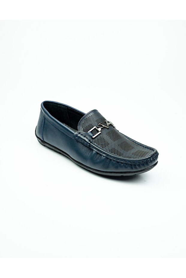 1048 College Navy Blue Leather Men's Casual Shoes