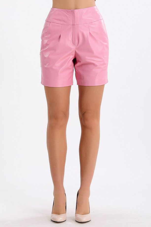 Pembe Regular Fit Deri Şort - 3