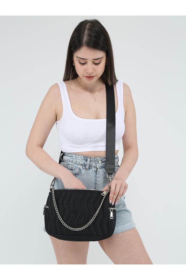 Siyah Bondit Çapraz Çanta - 5