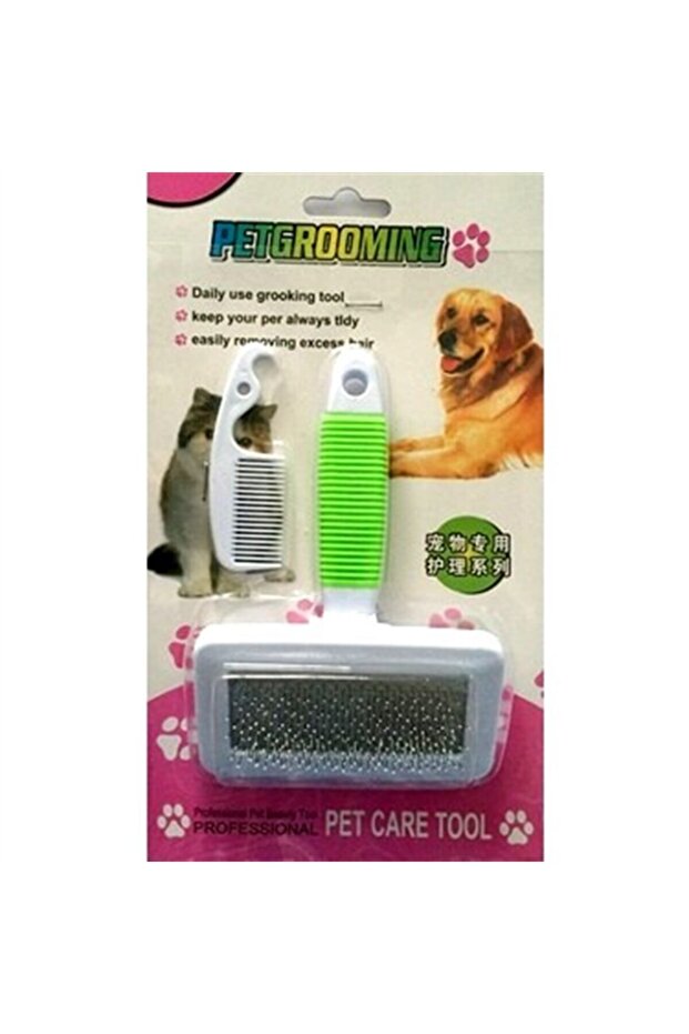 Pet Grooming Cat Dog Comb Set Green