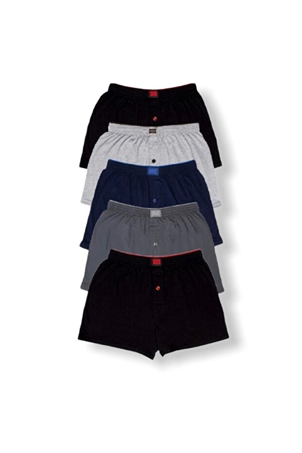MEN'S COMBED BUTTONED BOXER MIXED COLOR 5-PACK - 1