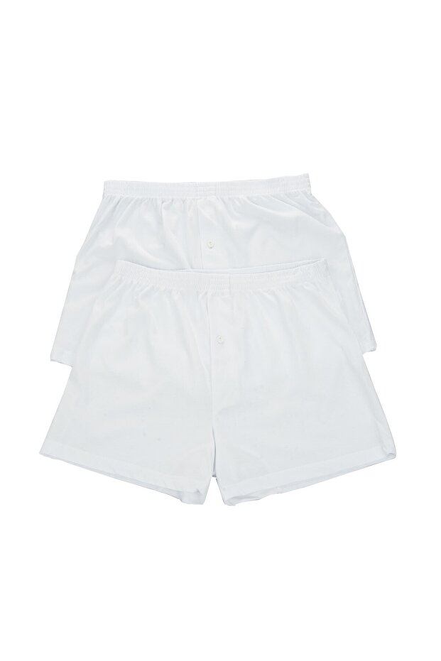 بوكسر رجالي من القطن الممشط باللون الأبيض مكون من 8 قطع - 1