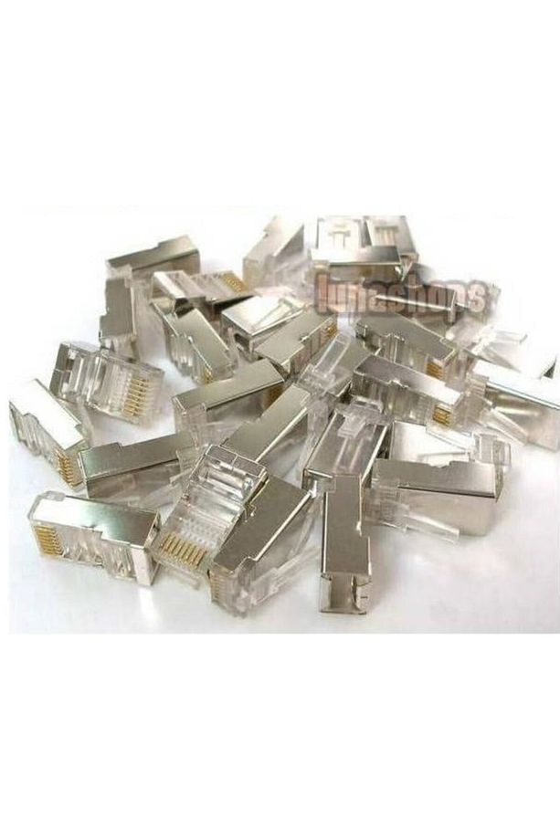 4221 Metal Rj45 Cat5 Jack Konnektör Uç Lan Ethernet 100 Adet Adsl Network Cak Jak Demir - 1