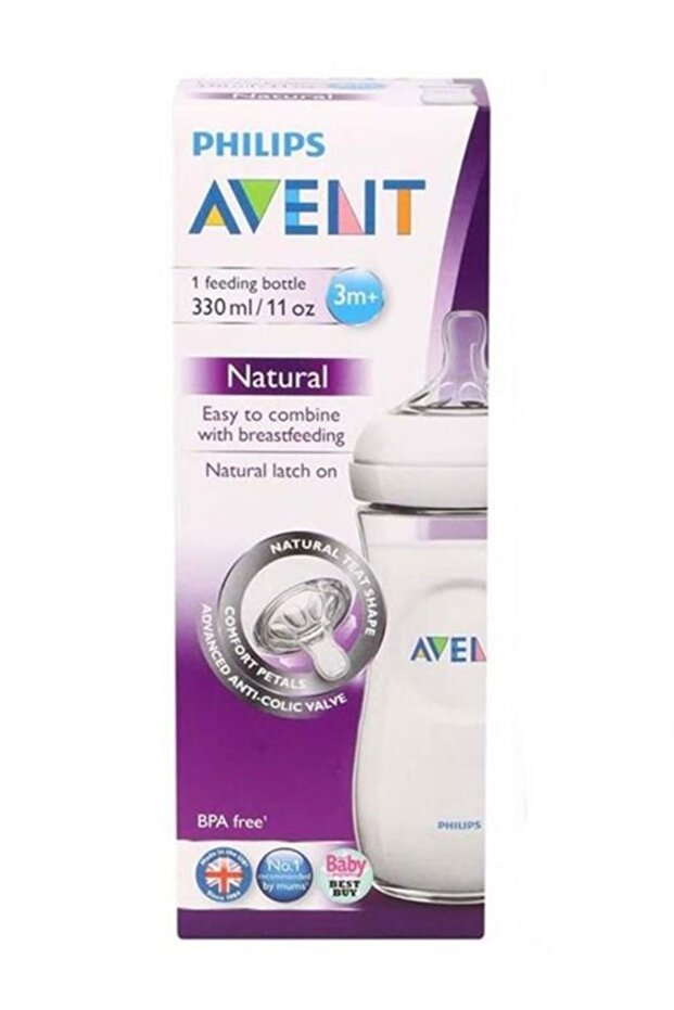 Baby Bottle Pp Natural Pacifier 330ml | Over 6 Months, Transparent, 1 Piece
