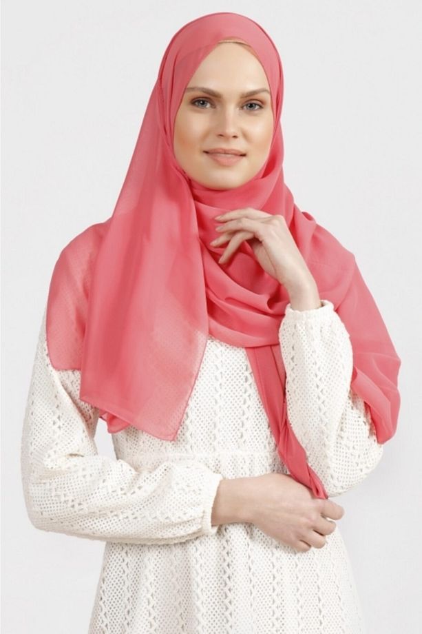 Krep Şifon Şal Nar Çiçeği - 4