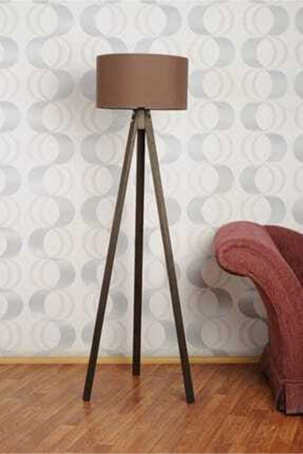 3 Ayaklı Ceviz Lambader Acı Kahve Şapka - 1