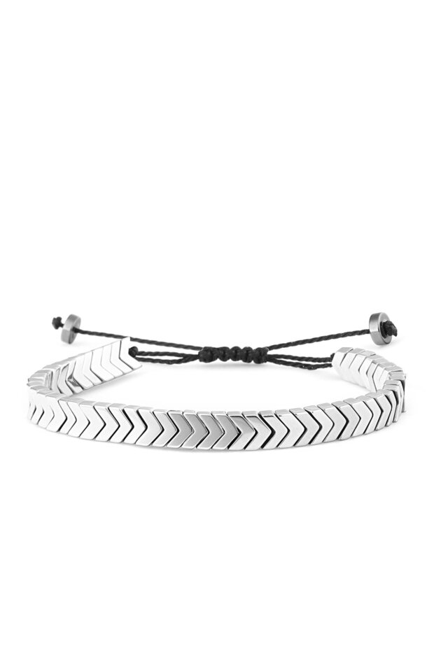 Unisex Silver Color Hematite Stone Bracelet