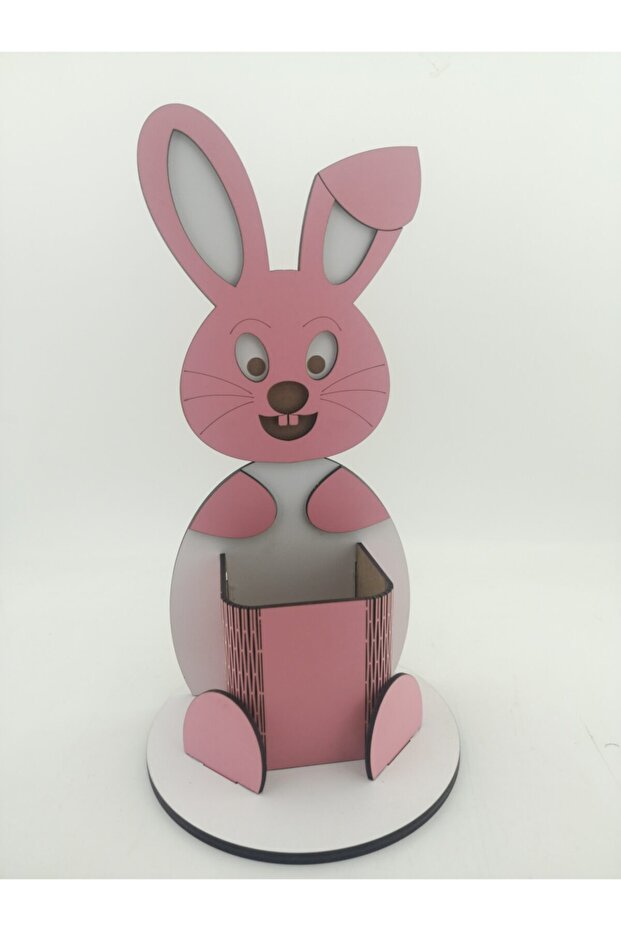 Pink Wooden Rabbit Pen Holder