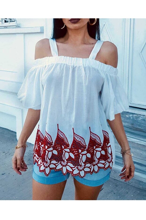 Strappy Strapless Blouse - 2