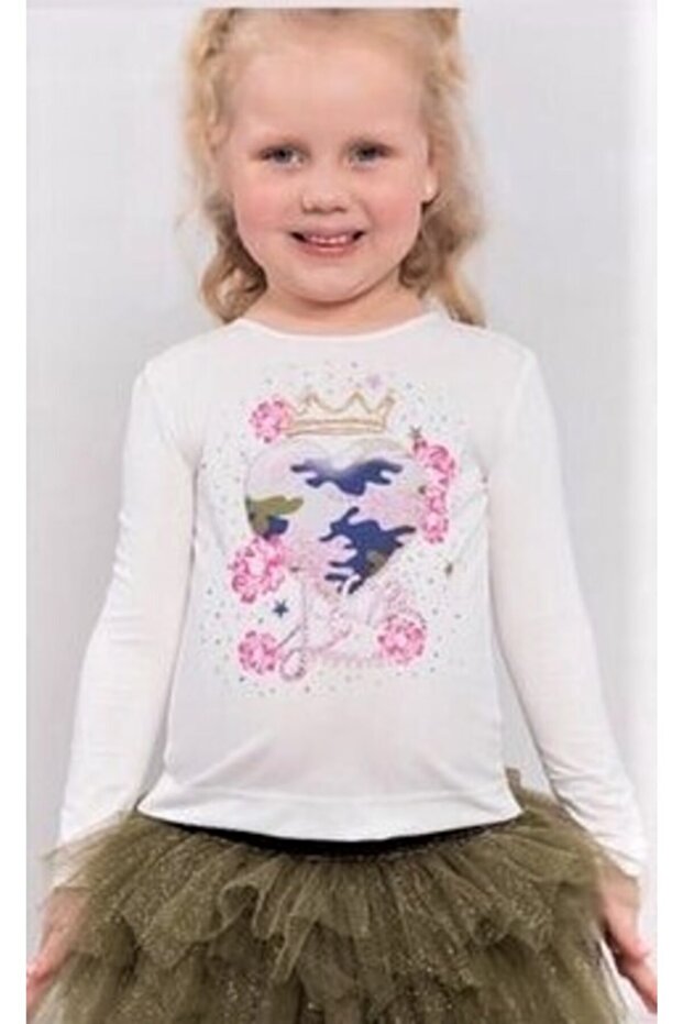 Kız Çocuk Ekru Pullu Body - 1