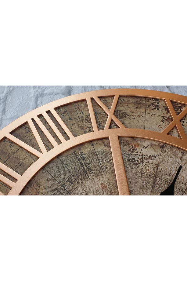 Eski Dünya Duvar Saati Bakır 80x80cm - 4