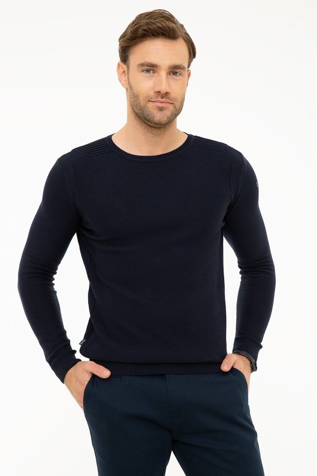 Men's Dark Navy Slim Fit Knitwear Sweater G021GL0TK.000867331