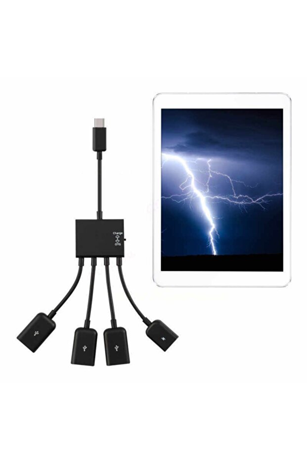 Typ-c Usb To Otg Ve Şarj Usb 3.1 Usb Hub 3 Usb + Micro Usb - 3
