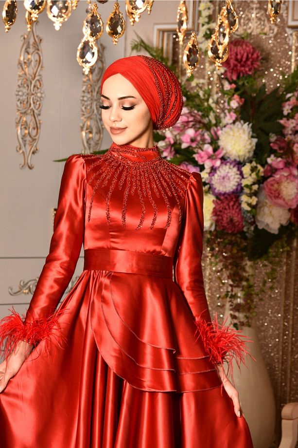 Alev Kırmızı Abiye Elbise - 2