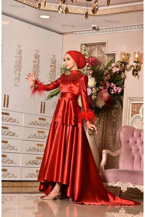 Alev Kırmızı Abiye Elbise - 3