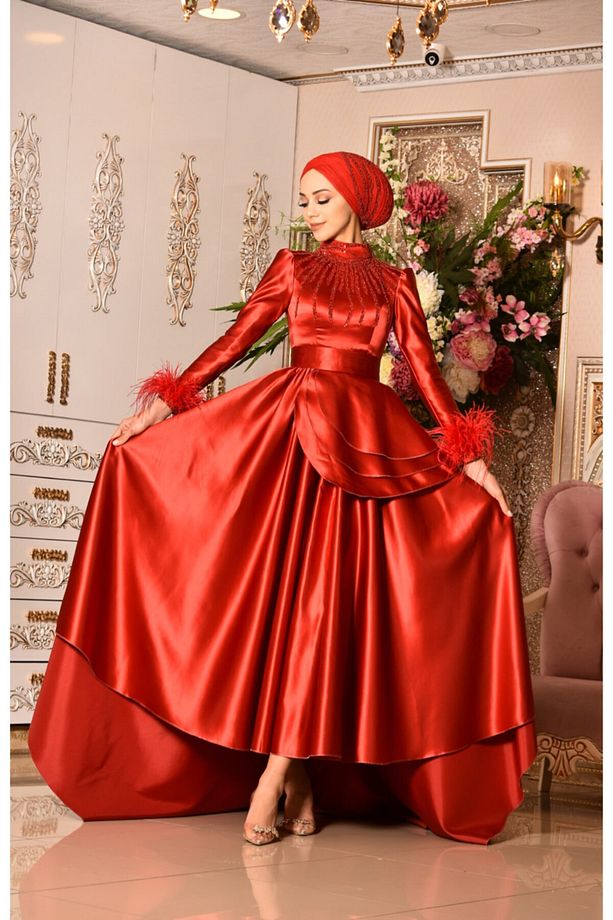 Alev Kırmızı Abiye Elbise - 4