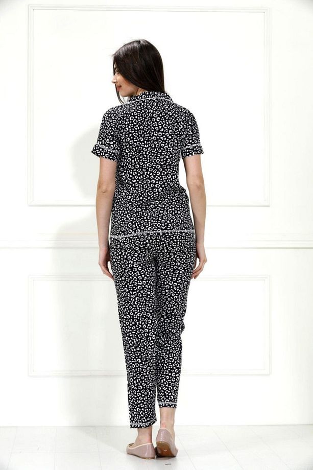 Kısa Kol Yazlık Bambu Dokuma Kumaş Pijama Takımı / 98003 - 4