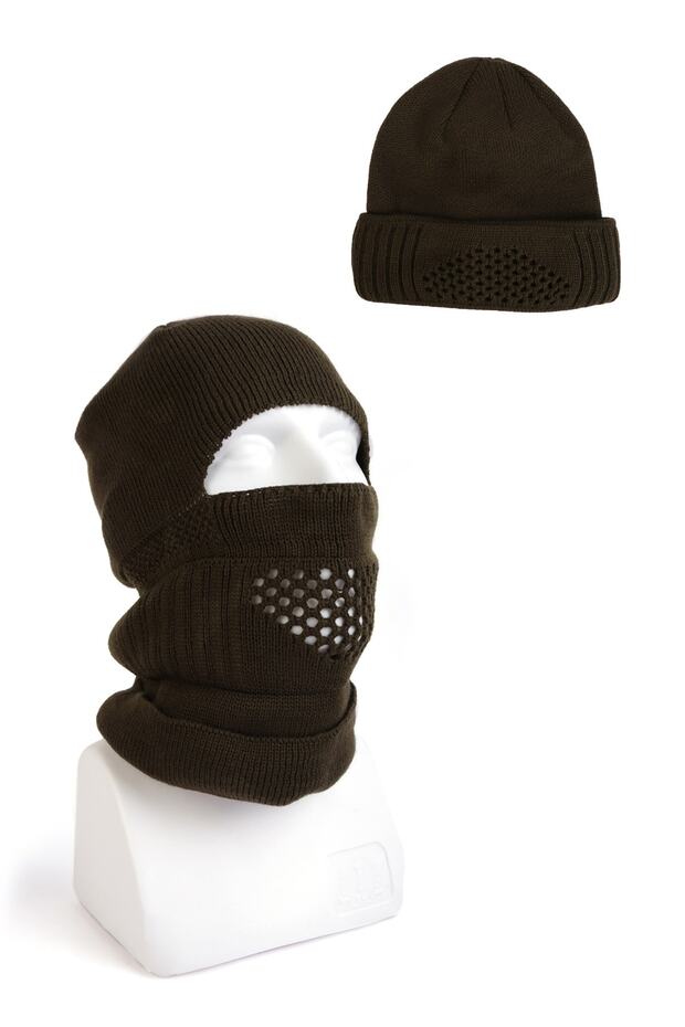 Khaki Balaclava - Both Balaclava and Beret