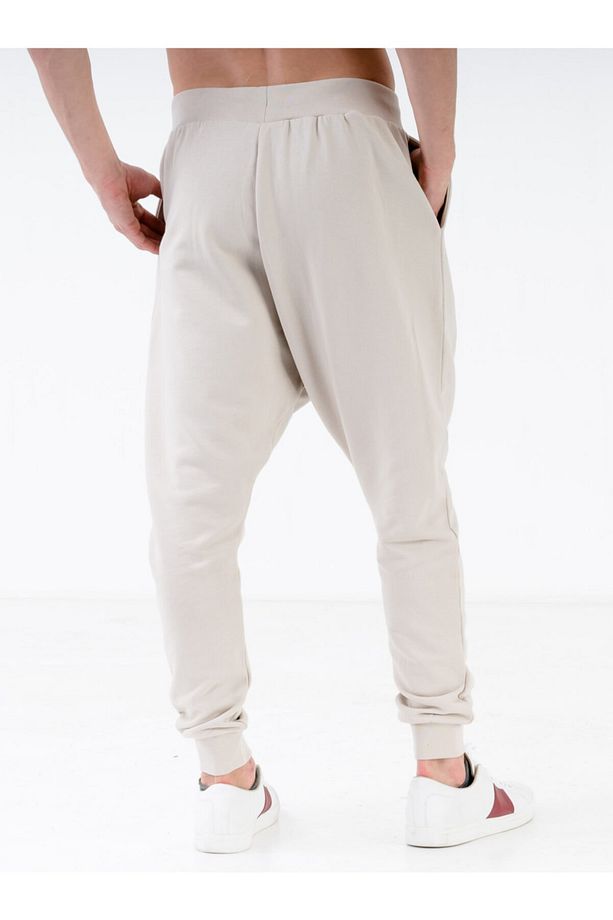 Deri Kordonlu Oversized Krem Erkek Şalvar Eşofman - 2