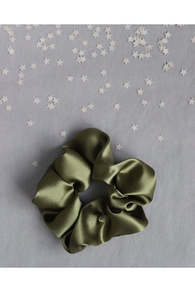 Khaki Green Satin Elastic Buckle