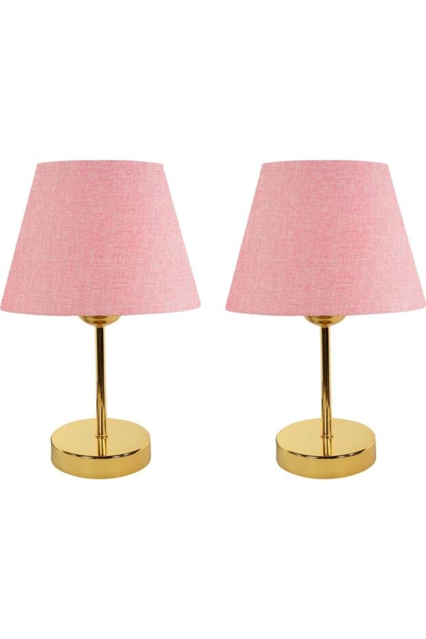 Metal Leg 2-Piece Lampshade Table Lamp Lampshade Gold Pink