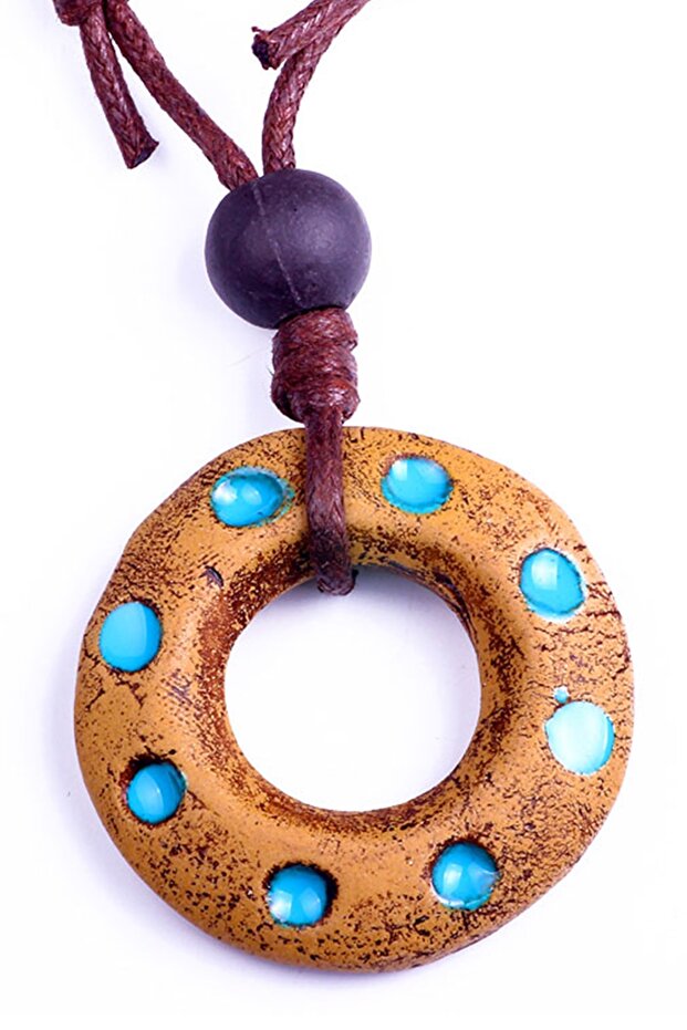 Unisex Brown Aztec Ueuecoyotl Icon Natural Necklace