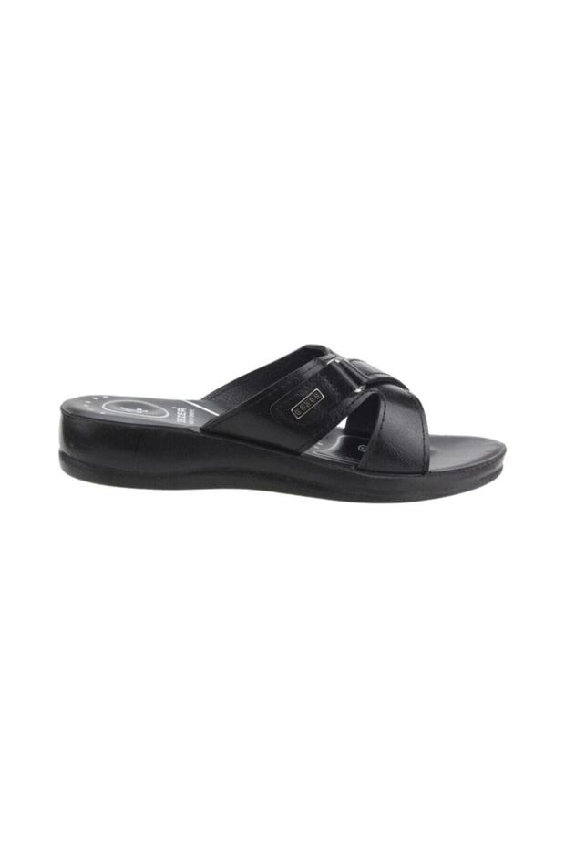 Women's Black Daily Velcro Slippers 7187