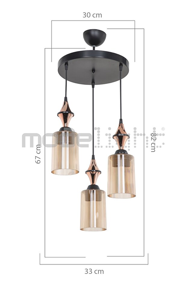 Akses Küre / Karo 3lü Optik Camlı Avize - 3