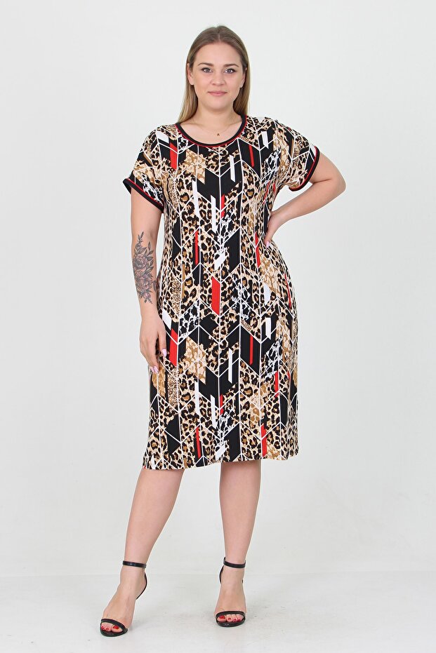 Women's Flexible Fabric Large Size Viscose Dress with Pockets Aysl20