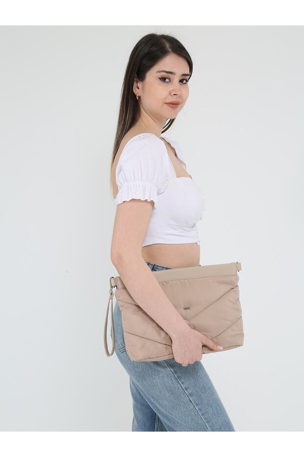 Bej Çapraz Portföy Çanta - 4