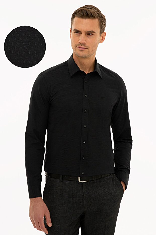 Men's Black Slim Fit Shirt1108954 Ataly 046