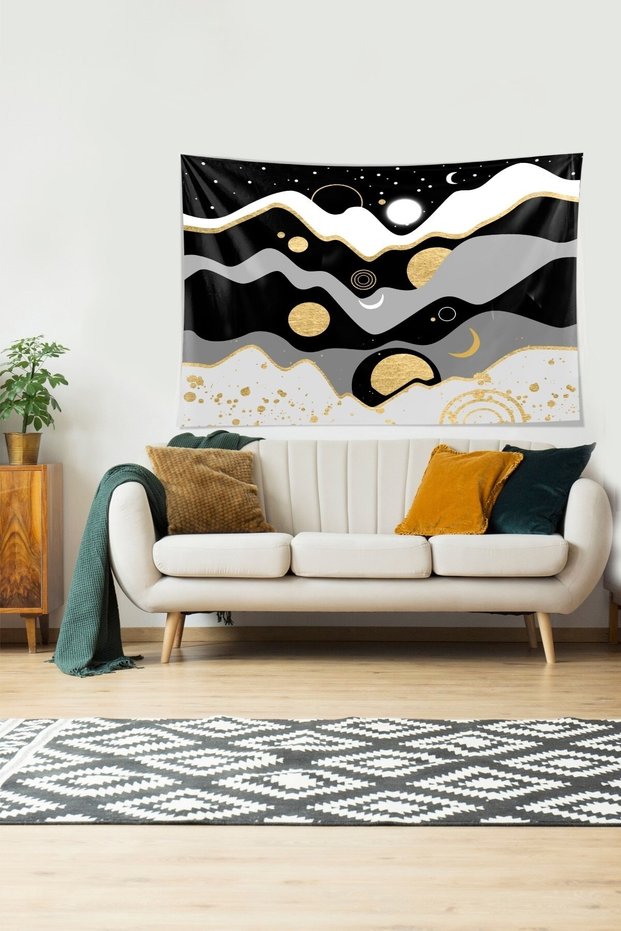 Geometric Color Blocked Stain Resistant Velvet Textured Fabric Wall Cloth Wall Carpet Tapestry
