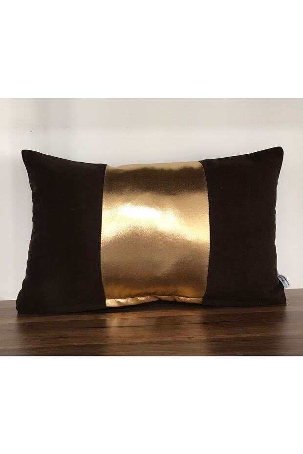Brown Floor Thick Gold Foil Tape Throw Pillow Cover in the Middle - 5030