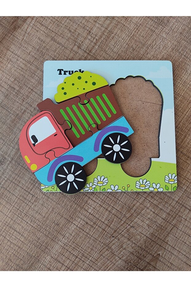 Mini 4 Parça Kamyon Ahşap Puzzle - 1