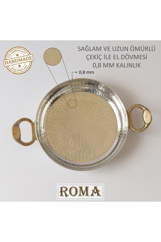 20 Cm El Yapımı Içi Dışı Kalaylı 1. Sınıf Düz Bakır Tava Sahan Kuymak Mıhlama Yumurta Omlet Menemen - 7