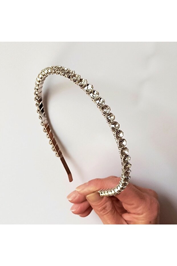 (H)silver Color Crystal Stone Crown Hair Accessory Bridal Engagement Henna