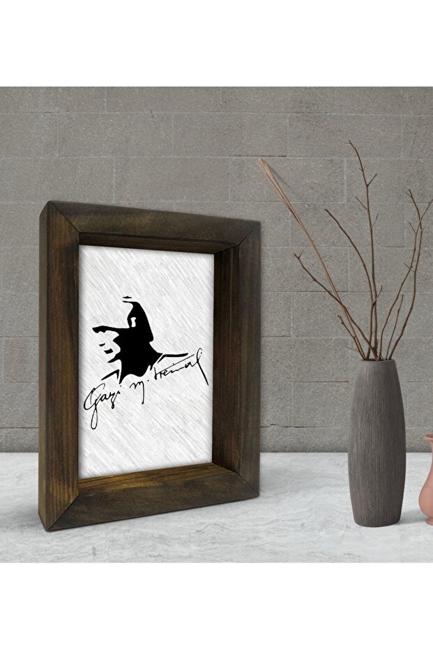 هدية أتاتورك إطار خشبي صلب طبيعي مزخرف 15x20 سم-47
