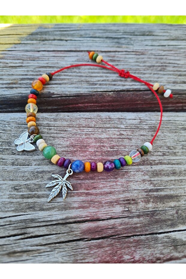 Certified 7 Chakra Natural Stone Design Hanging Anklet with Surprise Gift
