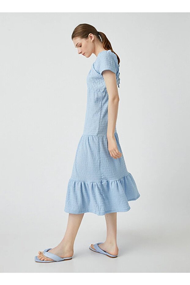 2sak80075pw Double Breasted Neck Strap Normal Fit Above Knee Navy Blue Women's Dress