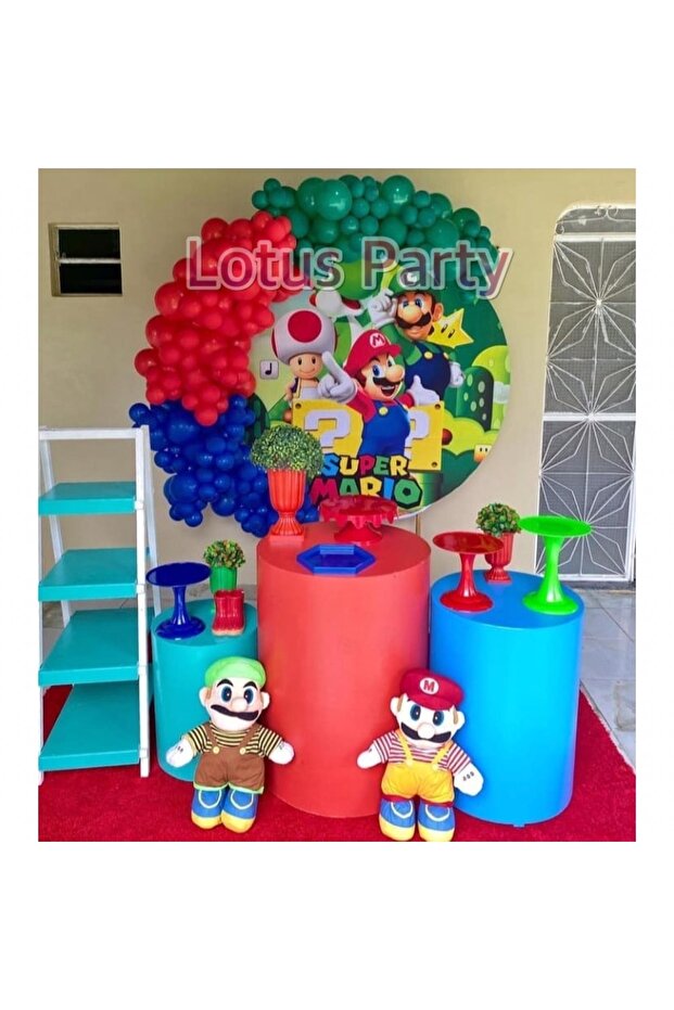 100 Pieces Super Mario Themed Balloon Chain Set ( Navy Blue - Red - Green Balloon )