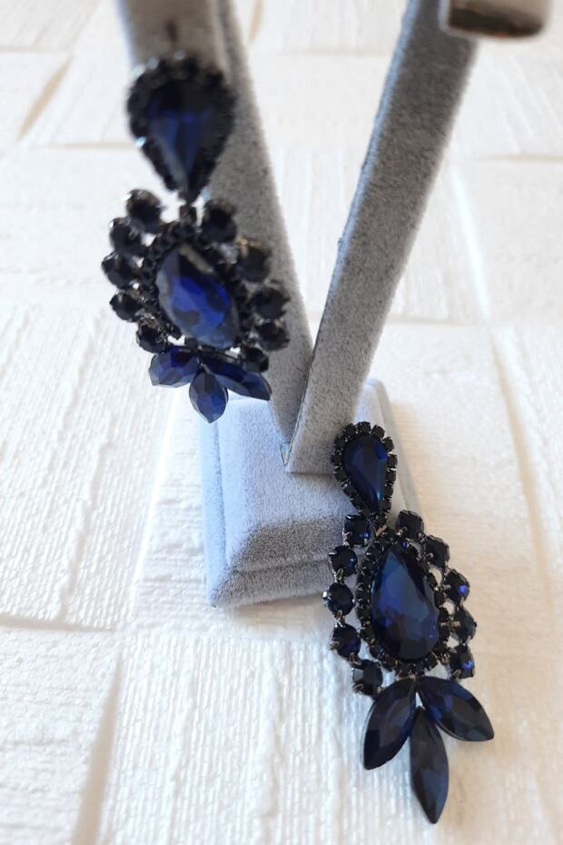 Navy Blue Crystal Stone Henna Wedding Bridal Earring – Bijoux Earring
