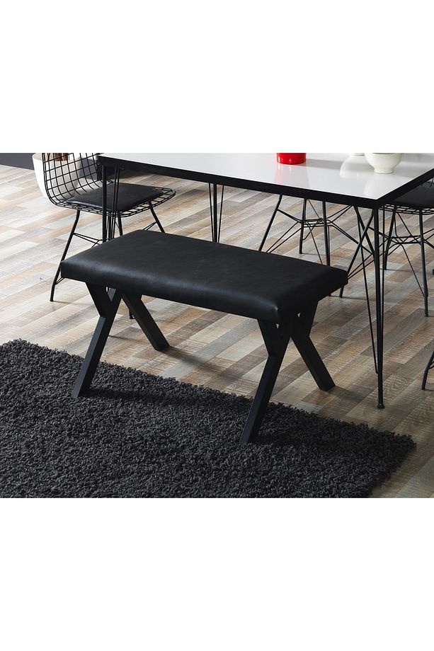 Aybüke Beyaz Görünümlü Metal Ayaklı Mutfak Masası Ve Bench Takımı - 3